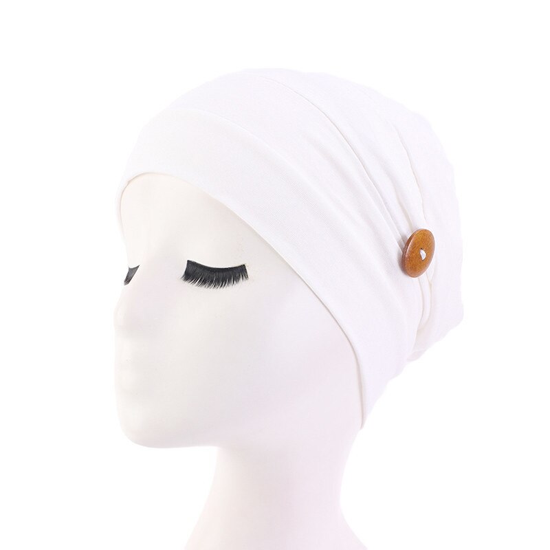 Tulband moslim effen kleur arabische wikkel tulbanden mutsen met knopen vrouwen hoofddoek binnen hijabs casual zomer