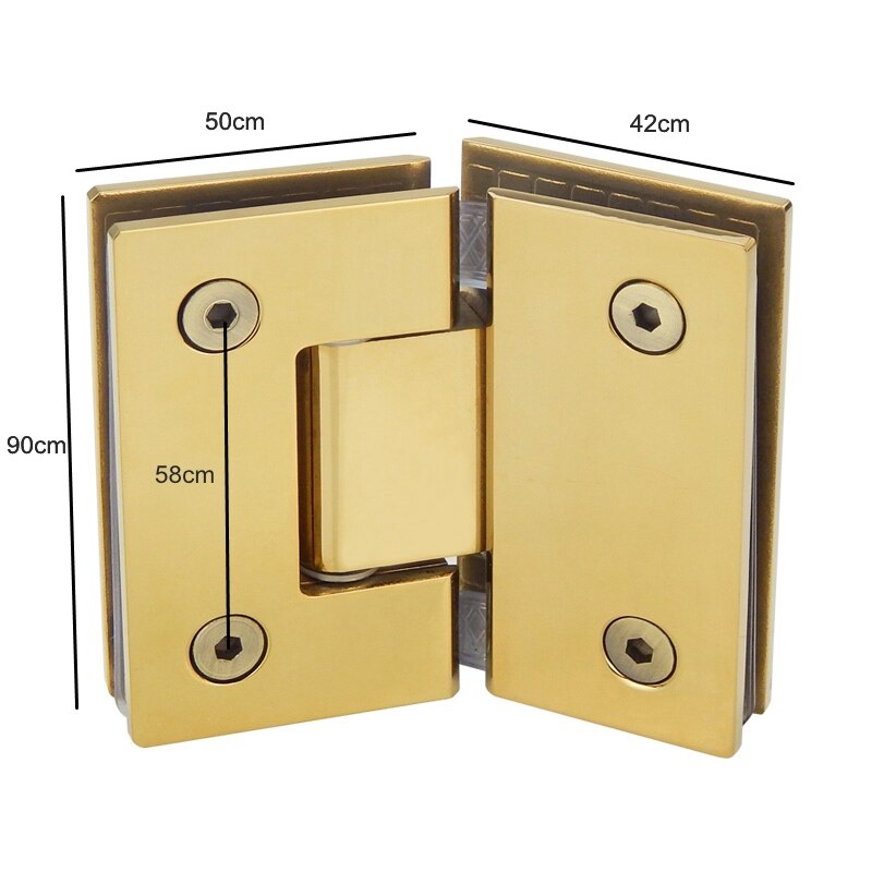 Manija de puerta de vidrio para ducha, bisagra de acero inoxidable 304 dorada, abrazadera de cristal, Clip de puerta, accesorios de baño, Hardware: 135 degrees1