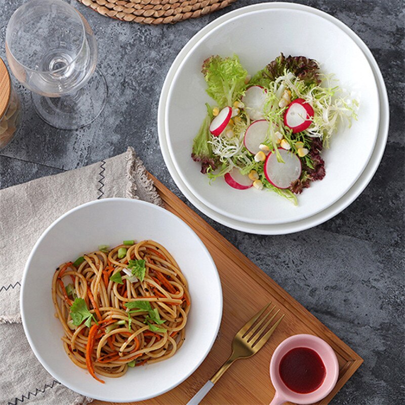 Irregular White Porcelain Salad Snack Bowl Serving Dish Tableware Ceramic Oblique Microwave Oven Rice Noodle Bowl