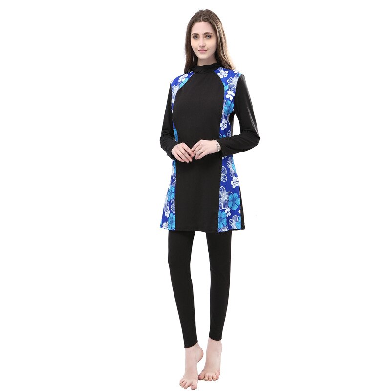 2020 solido Abbigliamento Spiaggia Per Musulmani Conservatore Costume Da Bagno Due Pezzi Set A Maniche Lunghe Trousersmuslim di Usura Per le donne S-5XL di ALTA Elasticità