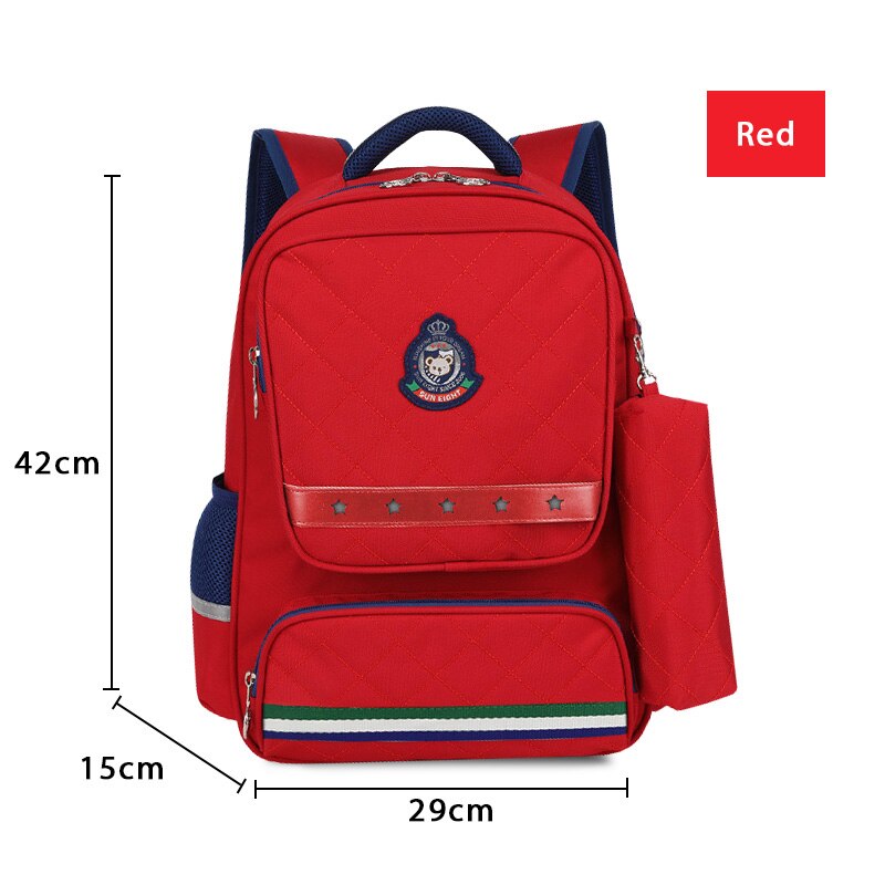 SUN huit orthopédique garçon école sac à dos sacs d'école pour garçons sac d'école fille étanche enfants sac Mochila Escolar 16.5 pouces: Red