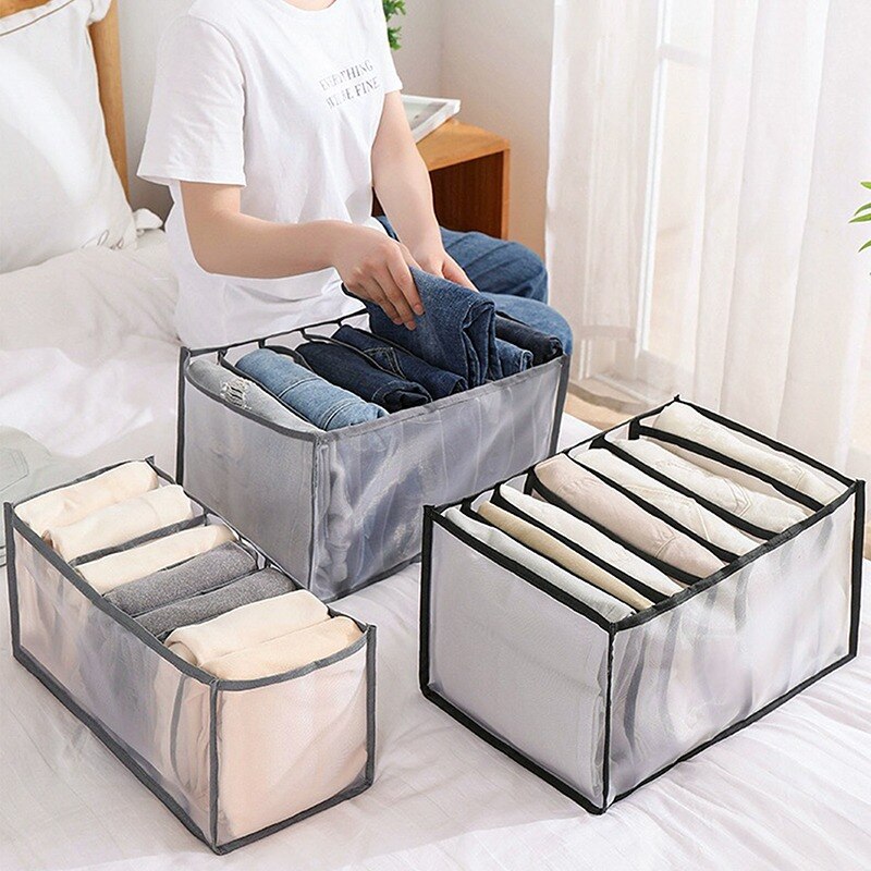 Anpassbare Jeans-Aufbewahrungsbox mit Fächern, Socken, Kleidung, Unterhosen, Schubladenteiler, Unterwäsche-Aufbewahrungsbox, Schrank-Organizer