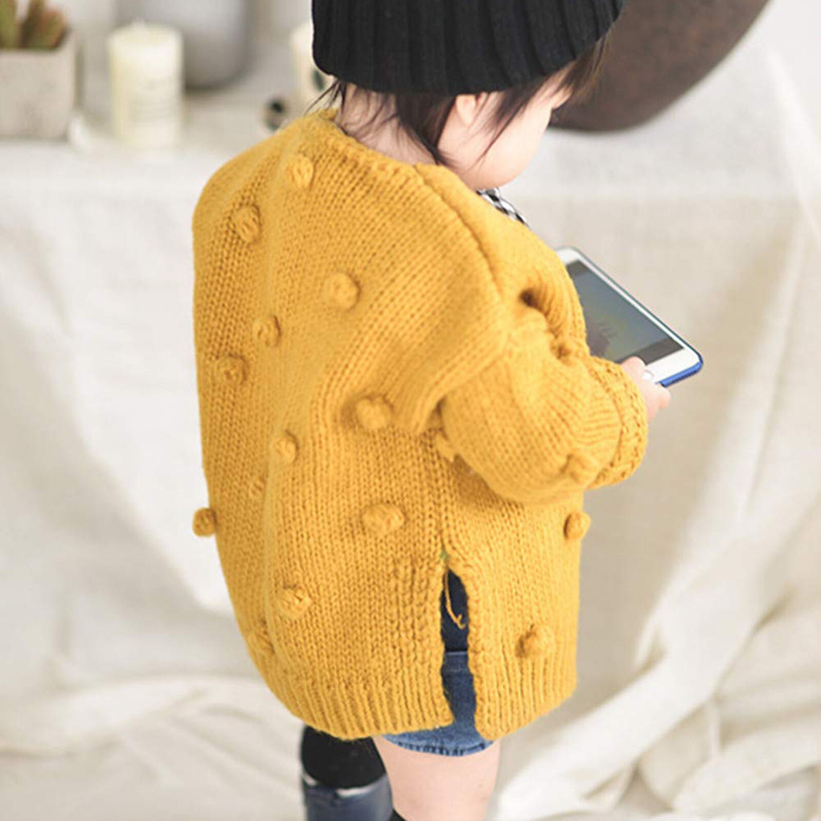 Jaqueta de inverno bebê Roupa Do Bebê Do Bebê do Inverno Da Menina Casaco Camisola Botão Cardigan de Malha de Manga Longa Crianças куртка для девочки