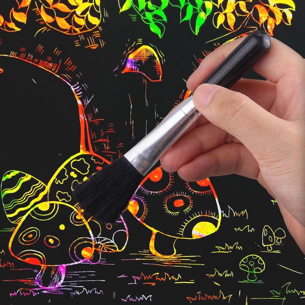 14PCS Scraping Painting Art Tools Set with Bamboo Stick Scraper Repair Pen Black Brush for Kids Children Birthday Christmas