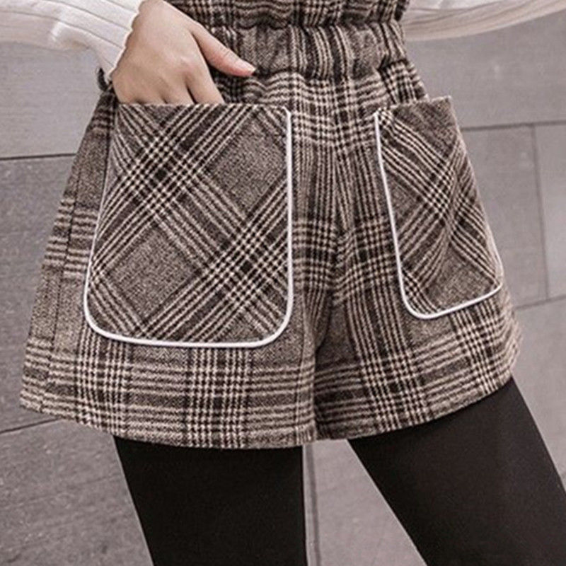 Meisjes Wollen Plaid Shorts En Najaar Stijl Losse Leggings Koreaanse Kinderen P5460