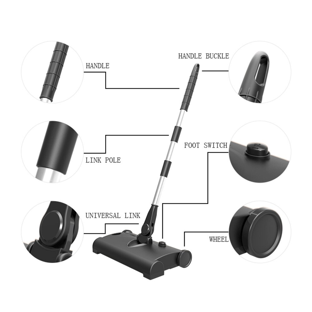 Electric Floor Sweeper Cleaner Vacuum Rechargeable Wireless Hand Push Vacuum Cleaner Household Electric Mop Broom Robot