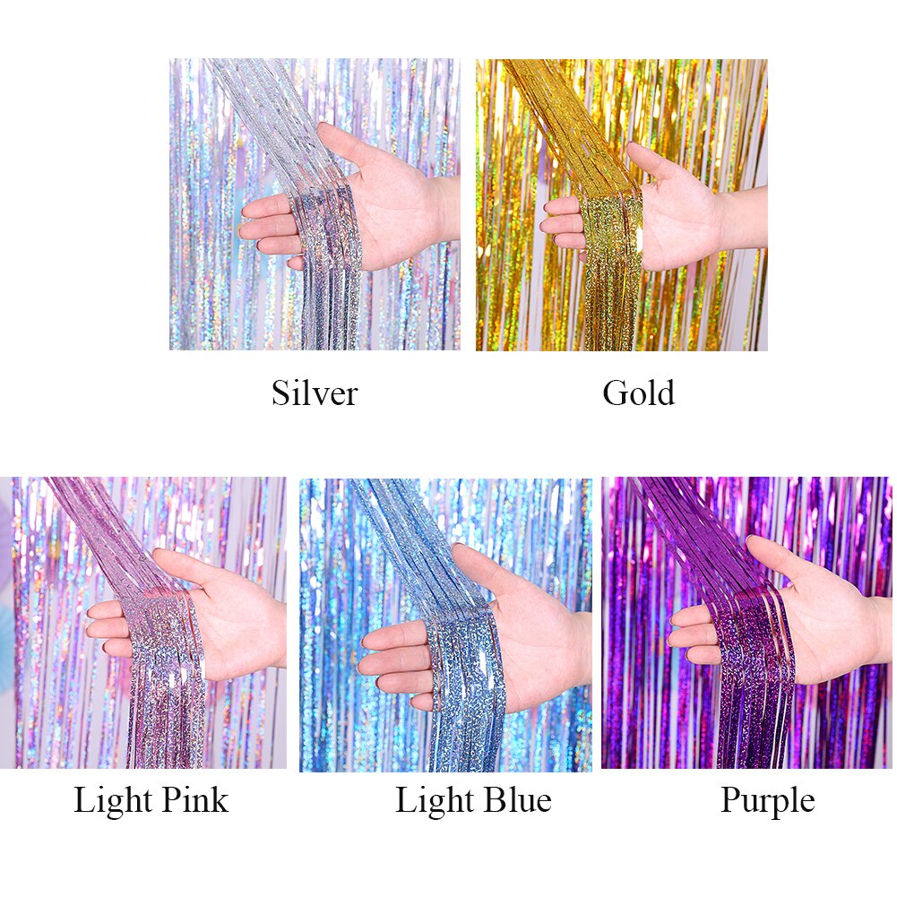 Photo Booth Tinsel Wedding Party Fringe Backdrop Curtains Anniversary Shimmer Wall Decor Adult Birthday Door Bachelor Foil