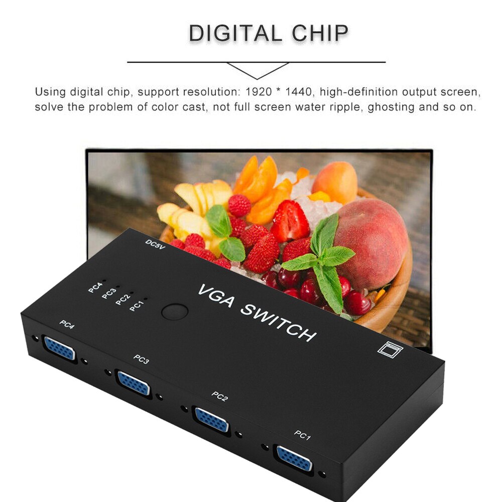 Vga switcher splitter 1 x 4 1 x 2 vga video kvm switch adapter konverterbox för pc monitor tillbehör