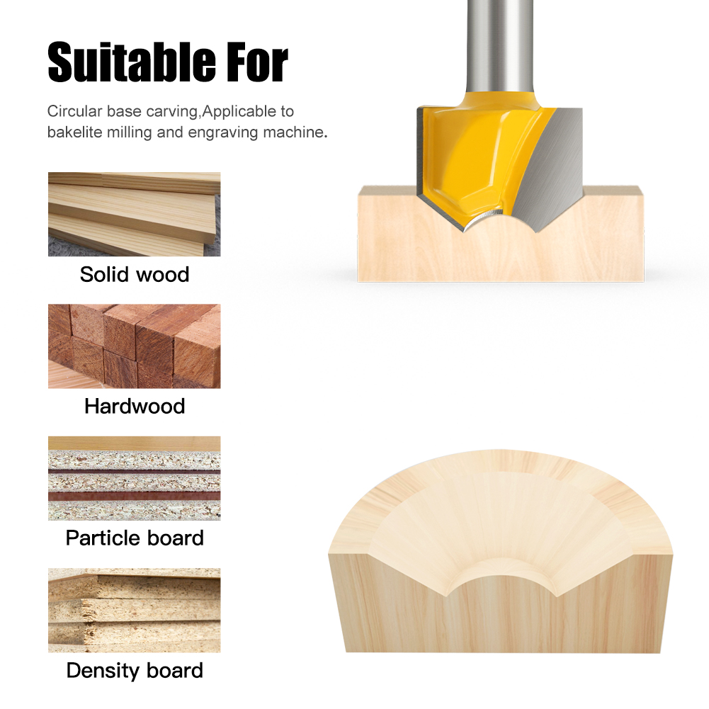 8mm Shank Grade Double Arc Ball Bit Round Over Router Bits Woodworking Engraving Cutter