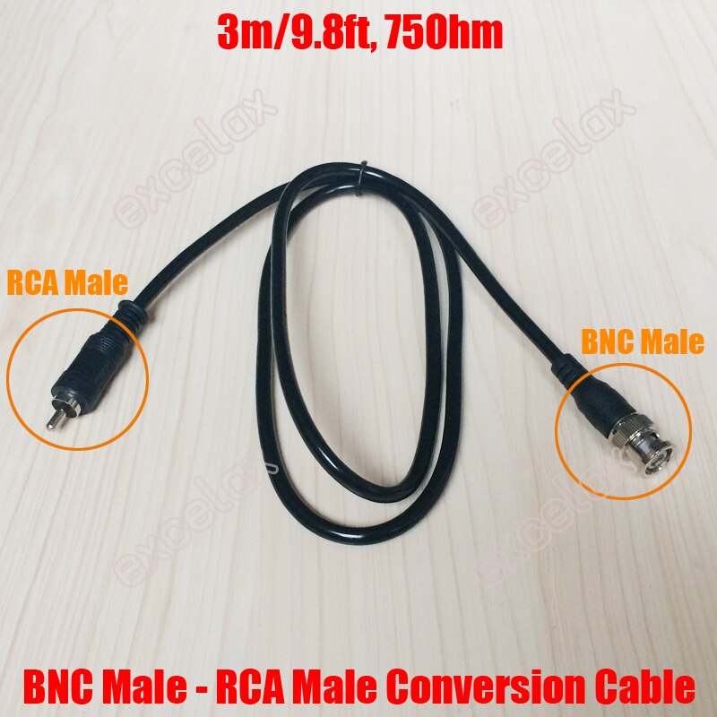 2 m 6.6ft/3 m 9.8ft BNC Mannelijk naar RCA Male Jack Video Conversie Kabel 75Ohm Coaxkabel AV Adapter voor CCTV Video Surveillance