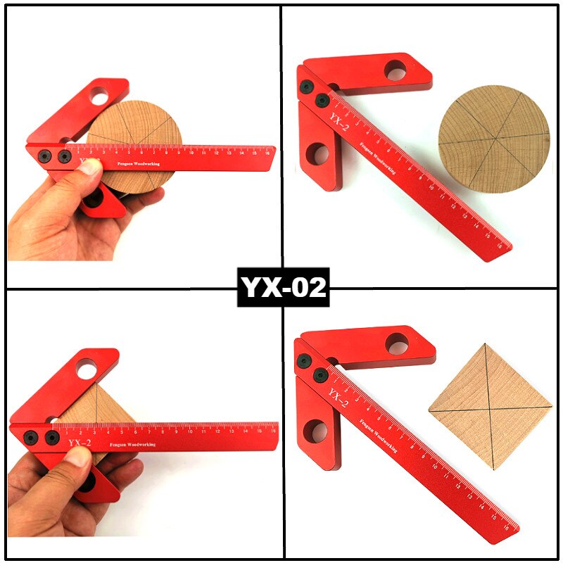 Houtbewerking Centrum Kraspen 45/90 Graden Hoek Lijn Gauge Plein Center Scribe Carpenter Ruler Centrum Finder Meetinstrument