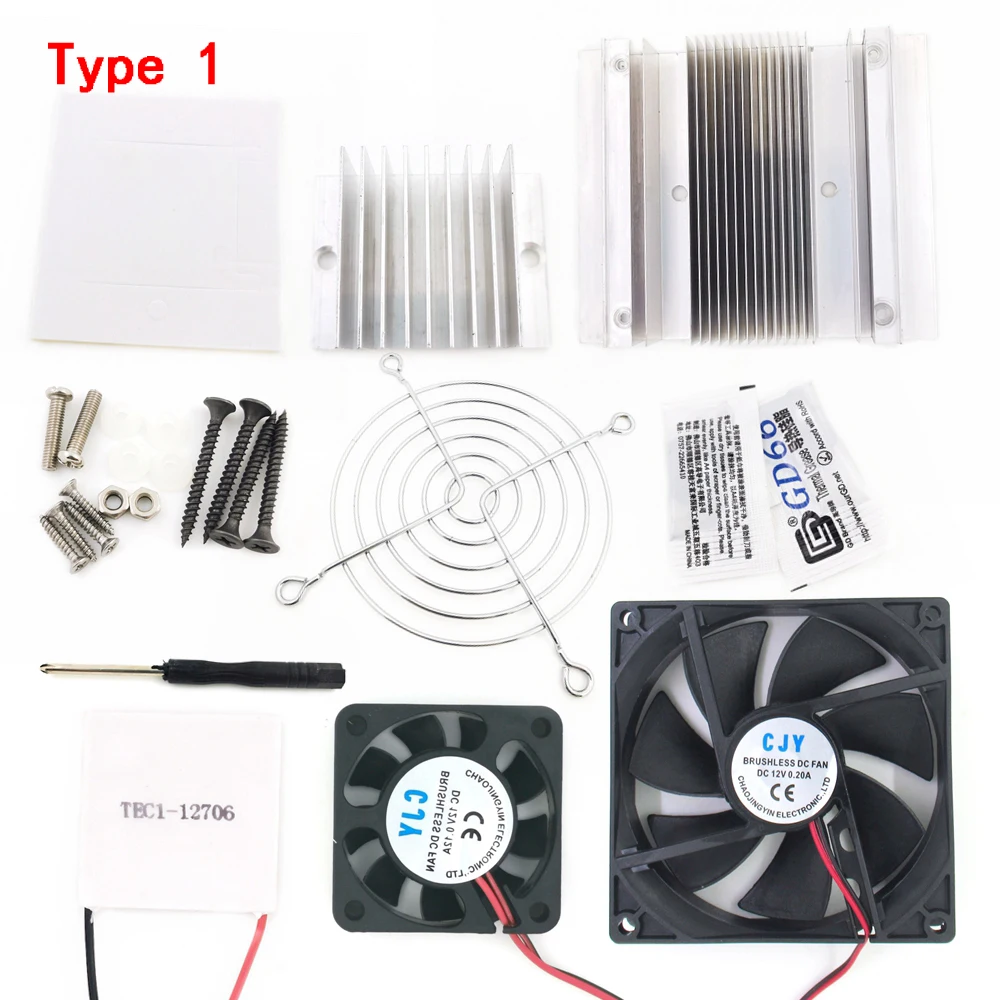 DIY Thermoelectric Refrigeration Cooling System Kit Semiconductor Cooler Conduction Module + Radiator + Cooling Fan+TEC-12706: black
