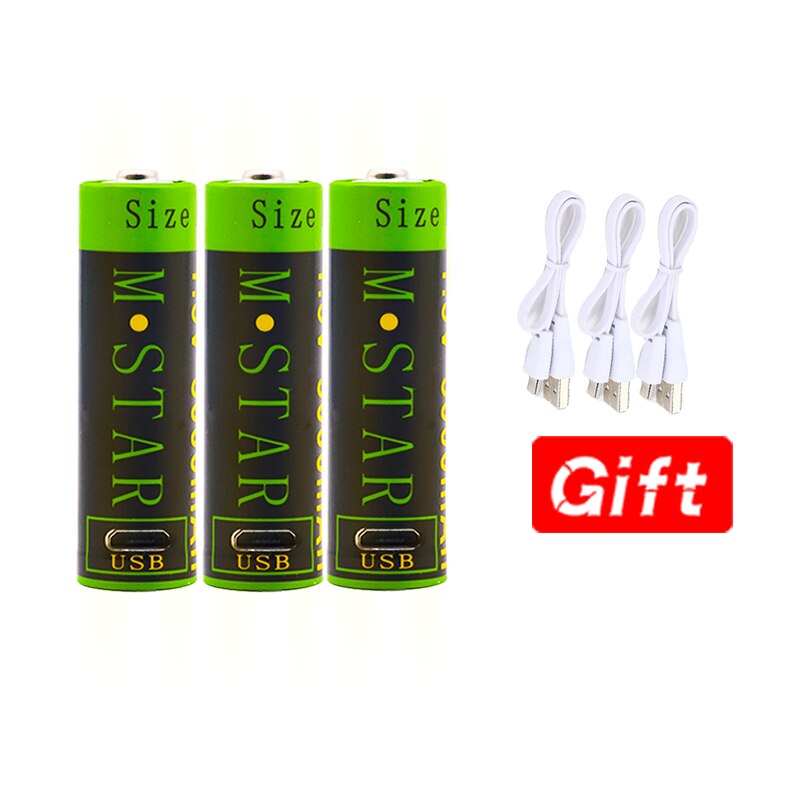 High capacity 1.5V 3000mAh AA Rechargeable Battery li-ion Battery polymer with USB rechargeable lithium usb battery + USB cable