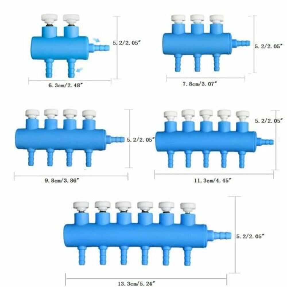 Aquarium 2/3/4/5 Way Gang Valve- Manifold Air Flow Control Distributor Air Pump
