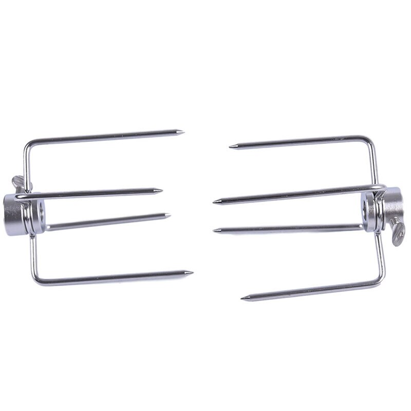 2pcs/set Rotisserie BBQ Forks Stainless Steel Chicken Grill Rotisserie Meat Fork BBQ Tool Spit BBQ Forks Charcoal