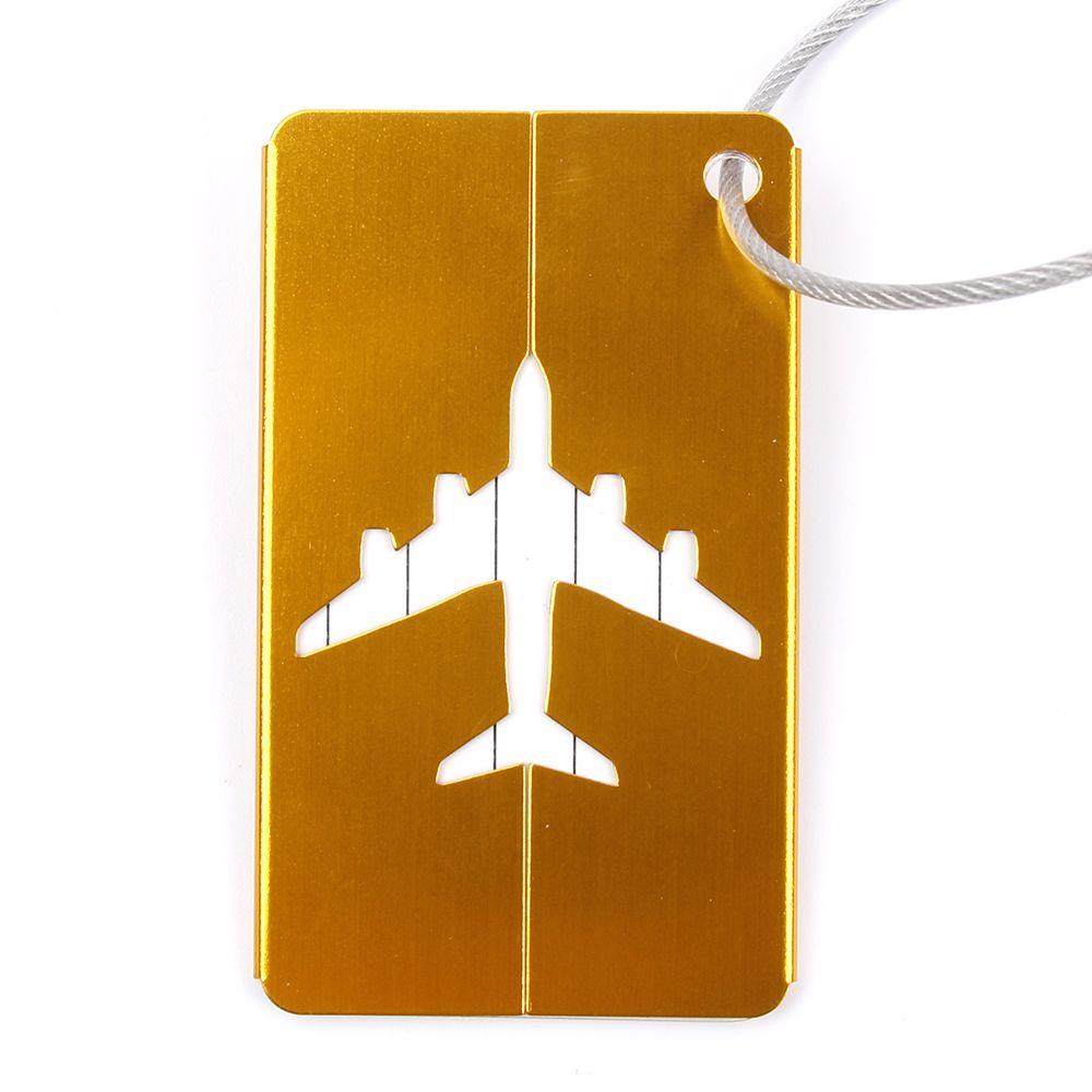 Draagbare Bagage Tags Aluminium Tag Koffer Id Naam Adres Houder Vliegtuig Bagage Boarding Label Kaart Reizen Accessoires: yellow