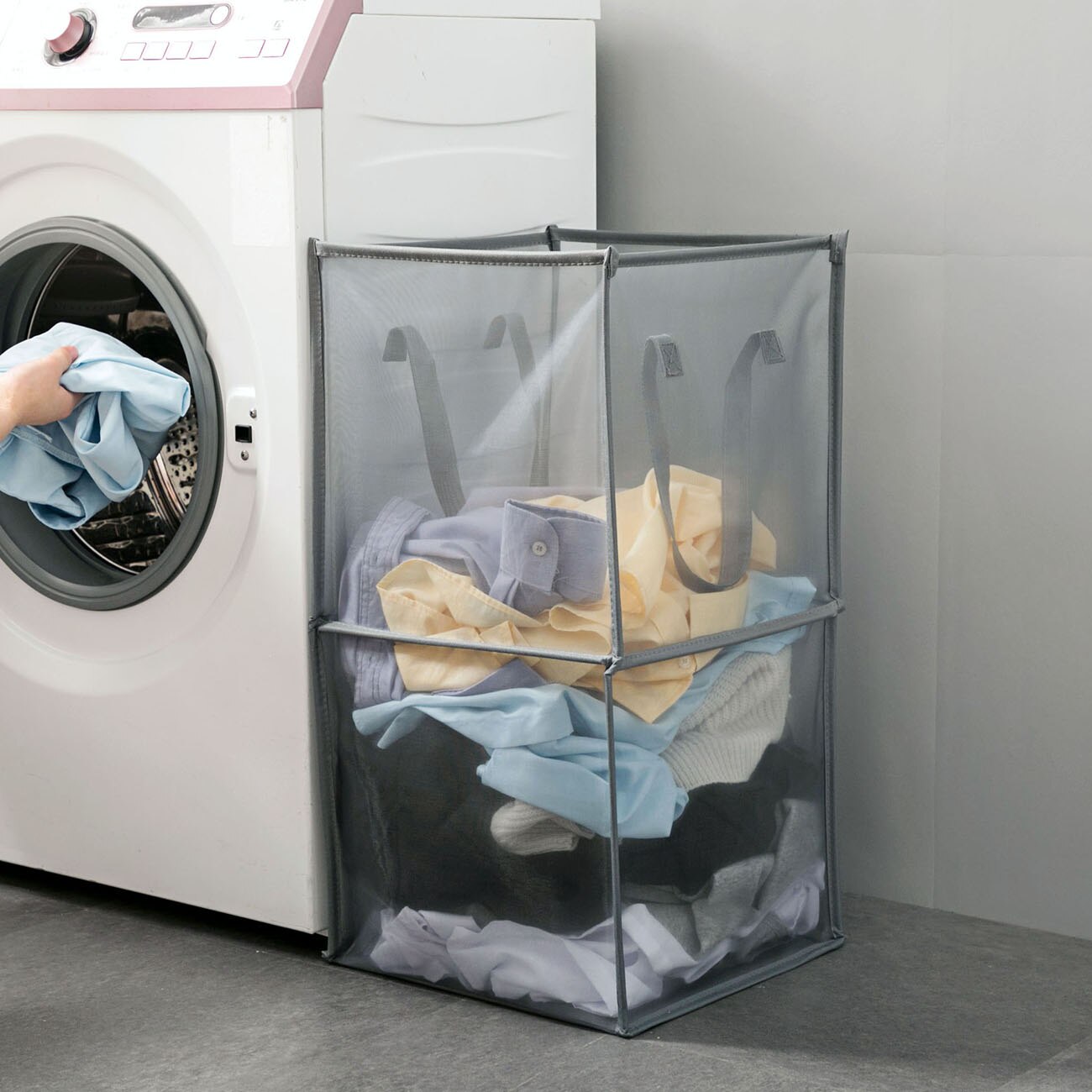 Foldable Clothes Storage Baskets Mesh Washing Dirty Clothes Laundry Basket Portable Sundries Organizer Toy Container