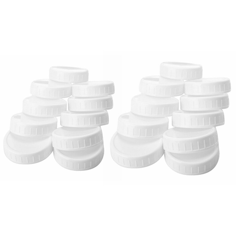 10Pcs Plastic Storage Caps Lids Ribbed for Standard Regular Mouth Mason Jar Bottle