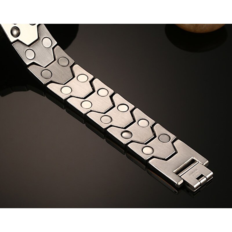 Winterse voetbalstijl armband voor heren goudkleurige energie germanium magnetische armband heren roestvrijstalen schakelarmbanden
