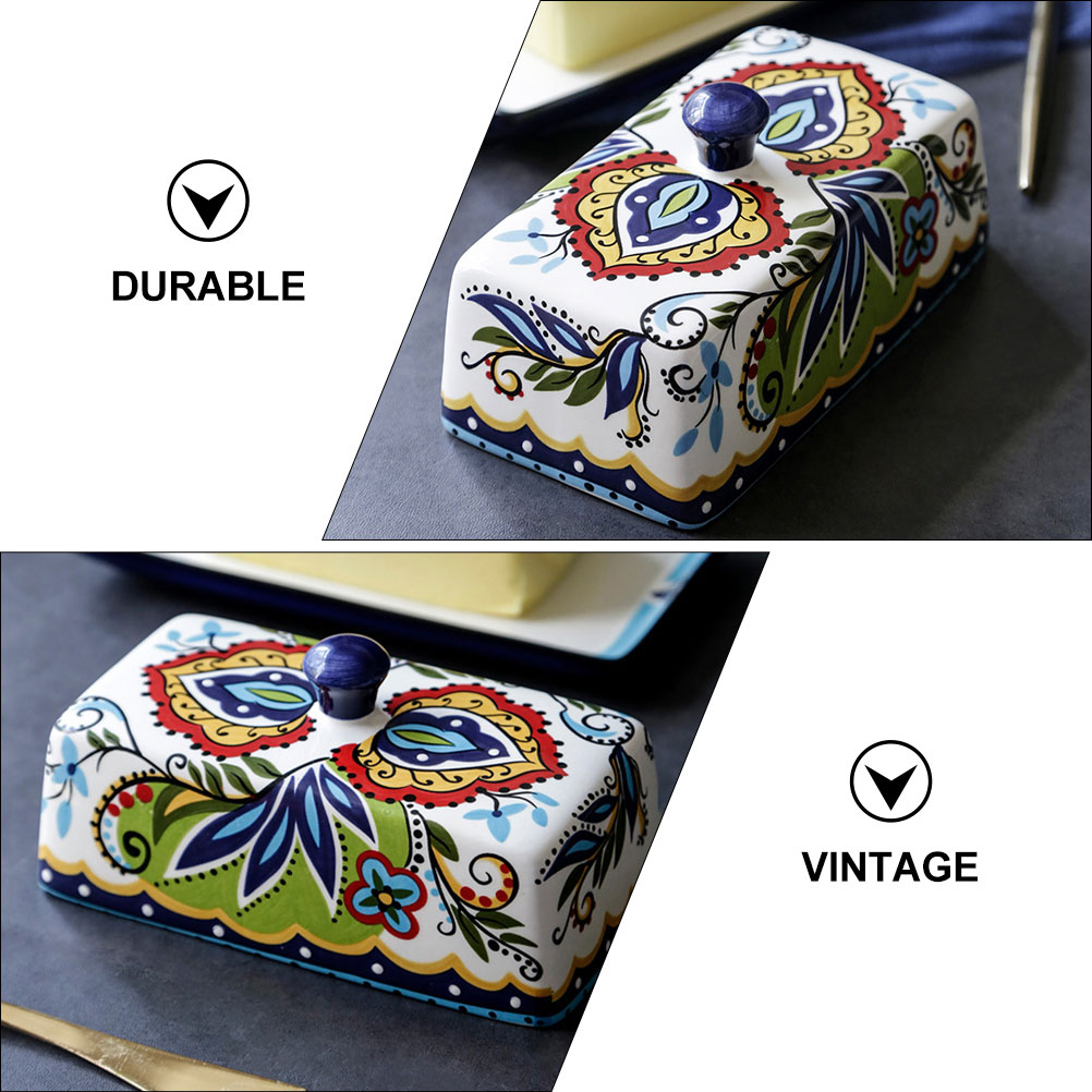 1pc Exquisite Ceramic Plate Dessert Plate Cheese Butter Box Delicate Food Plate