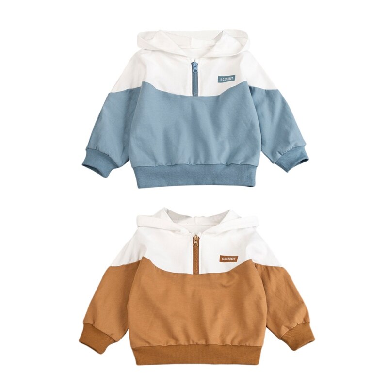0-3T Trui Hooded Baby Jongens En Meisjes Katoen Mode Kleuraanpassing Half Rits