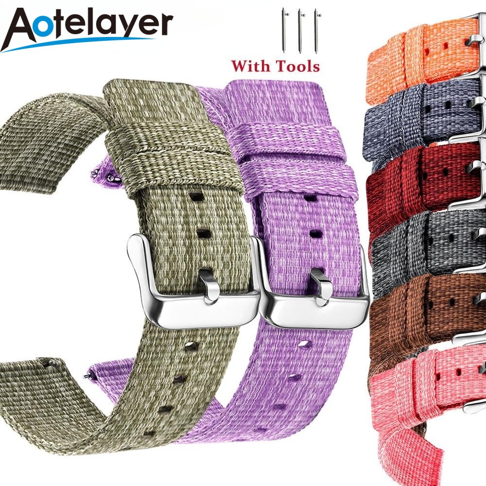 18Mm 20Mm 22Mm 24Mm Quick Release Kleurrijke Nylon Horlogeband Vervanging Voor Universele Horloge Armband Accessoires Met Gereedschap