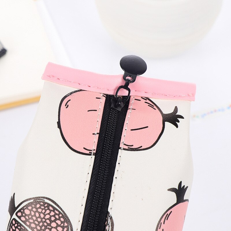 Estuche escolar de Granada y fresa para lápices, bolsa bonita de cuero Pu para bolígrafos, papelería Kawaii, suministros escolares de oficina, Zakka