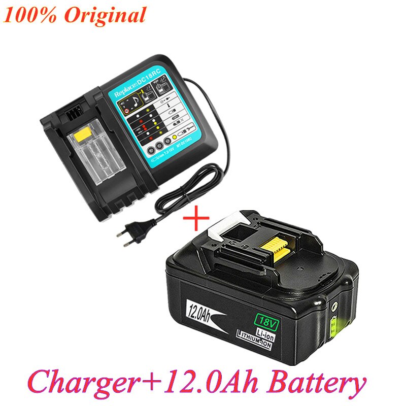 18V 12Ah Oplaadbare Batterij 12000 Mah Liion Batterij Power Tool Batterij Voor Makita BL1880 BL1860 BL1830 + 3A lader