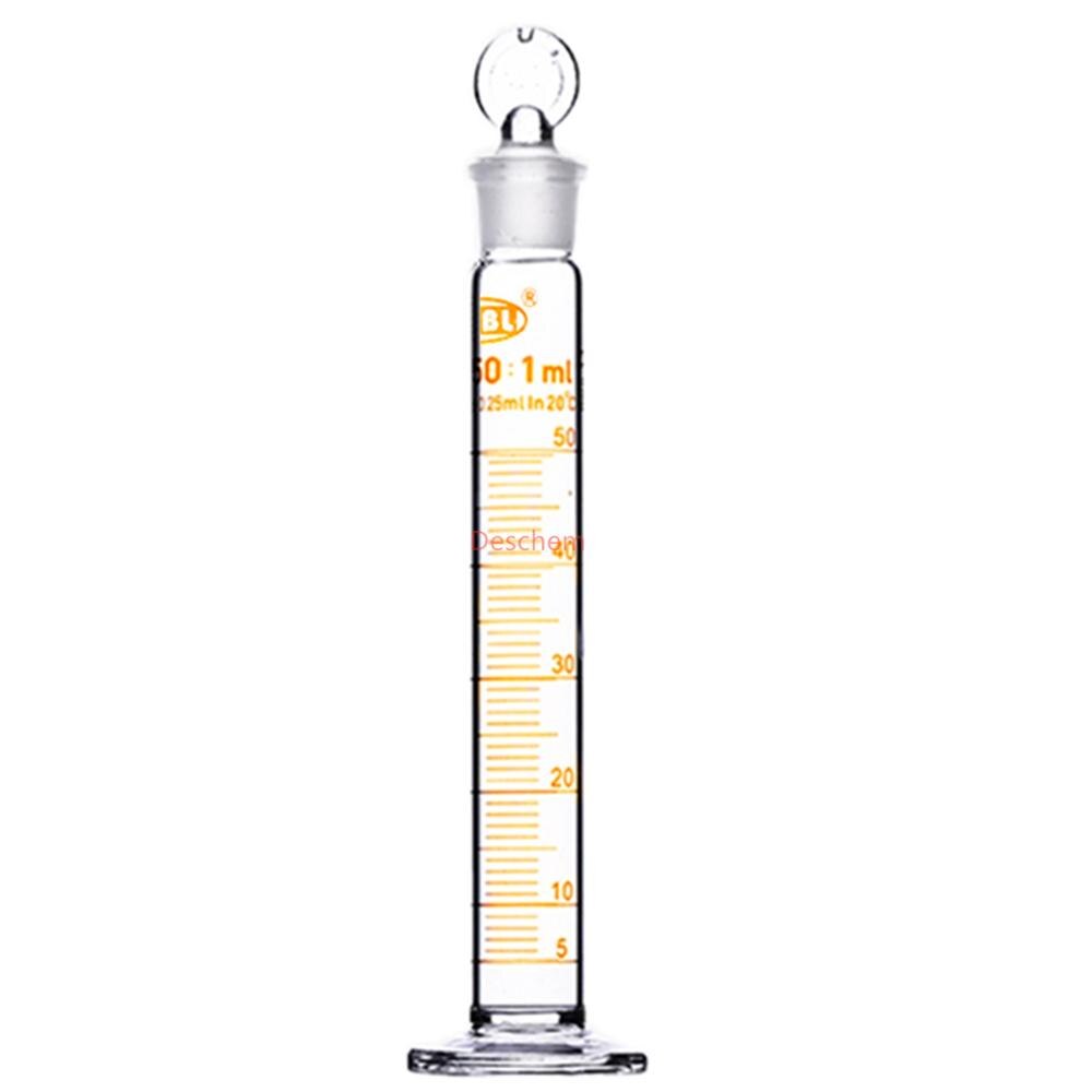50ml,Glass Measuring Cylinder With Ground Joint Stopper Lab Chemical Glassware