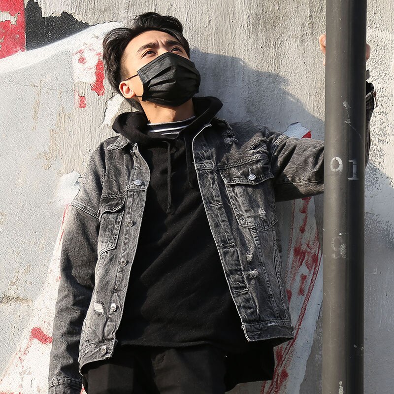 Dropshippig retro Galaxis Stickerei Denim Jacken männer Zerrissene See Jeans Jacken Hüfte hüpfen Streetwear Mantel für Männliche x552