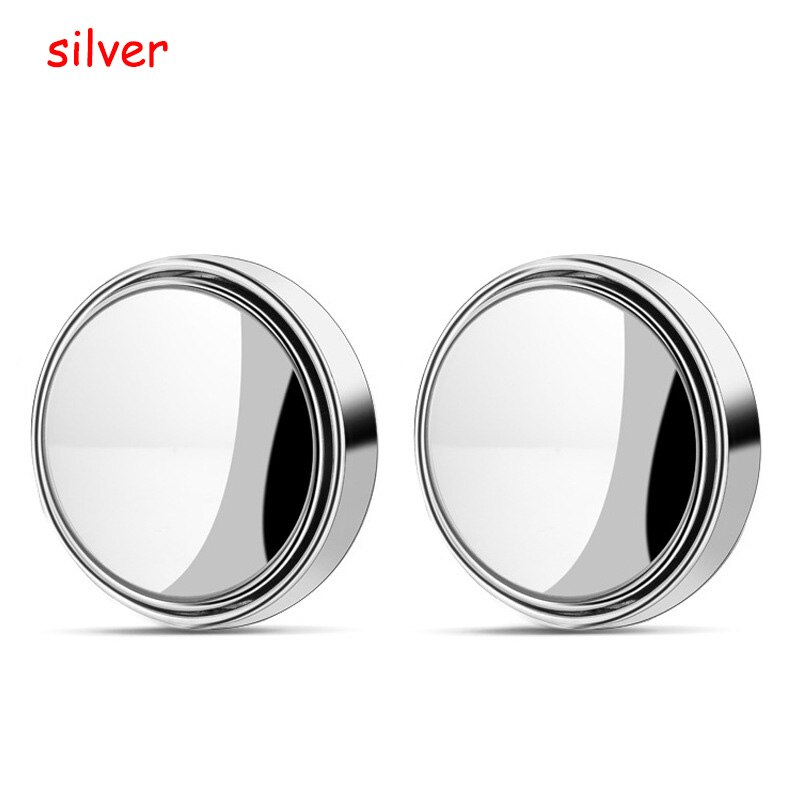 2 Stuks 360 Graden Dodehoekspiegel Auto Achteruitkijkspiegel Kleine Ronde Spiegel Omkeren Magic Blind Gebied Interieur Spiegels Accessorie: silver