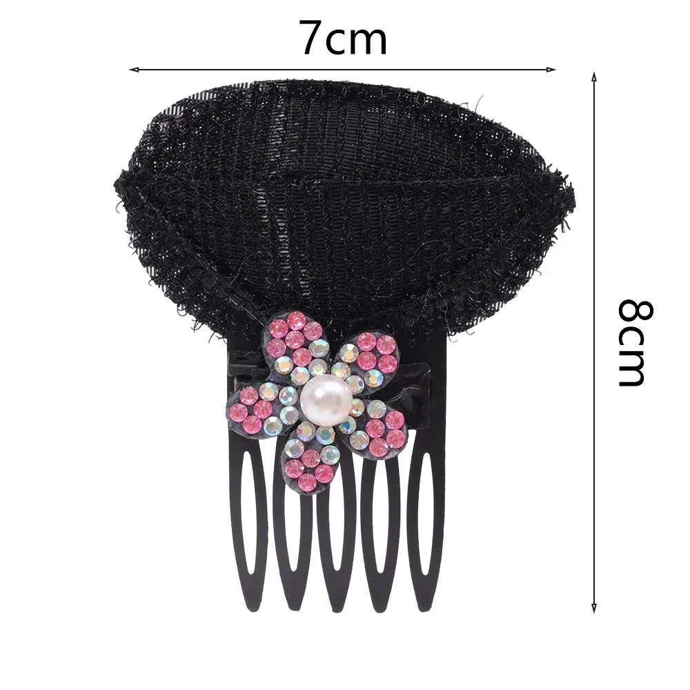 Rhinestone Puff Hair Head Cushion Invisible Fluffy Hair Pad Sponge Clip Bun Bump Volume Hairs Base For Women Hair Accessory: PURPLE