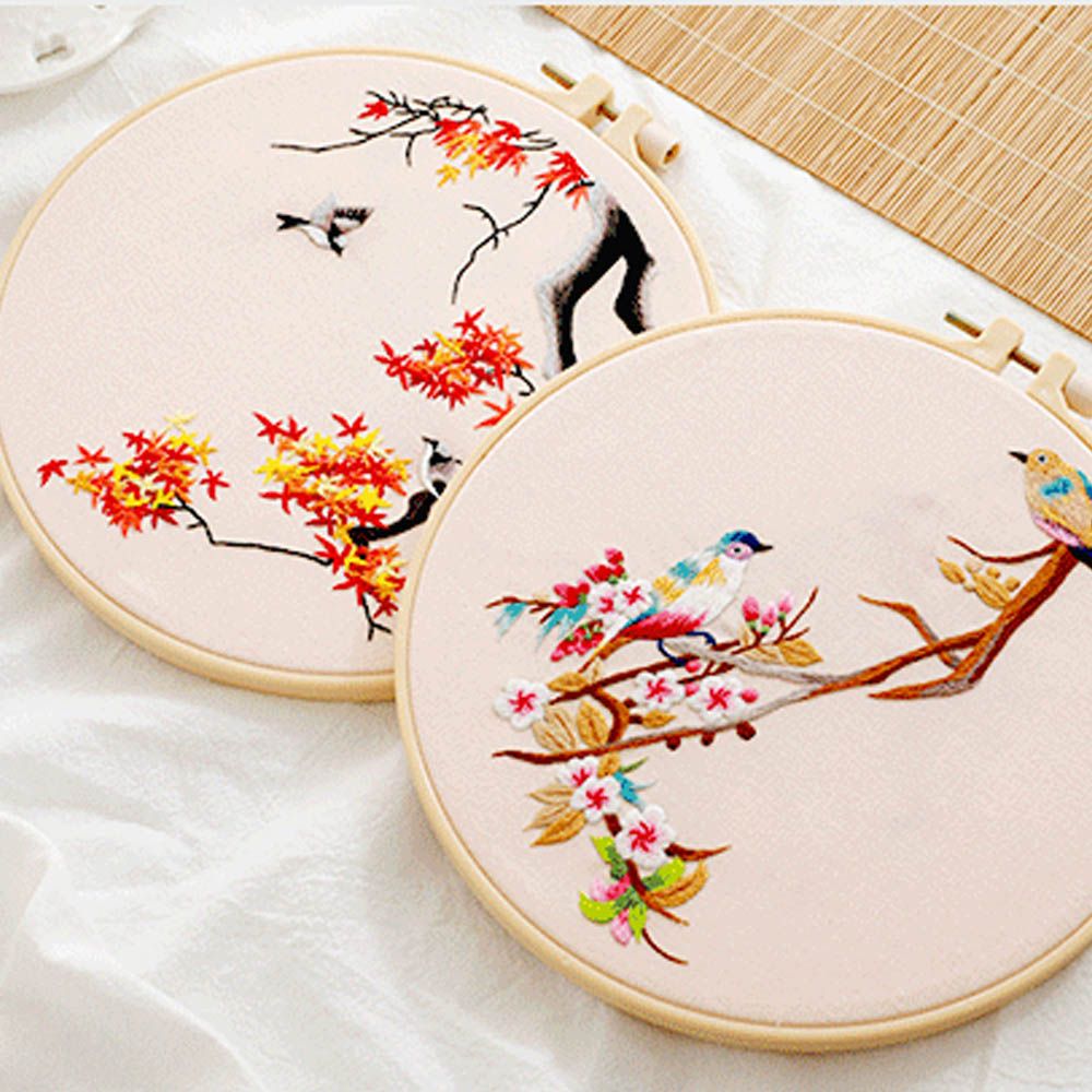 Embroidery Hoop Cross Stitch Needlework Handmade Sewing Flower Pattern Printed Embroidery Kit DIY Art Craft Painting Home