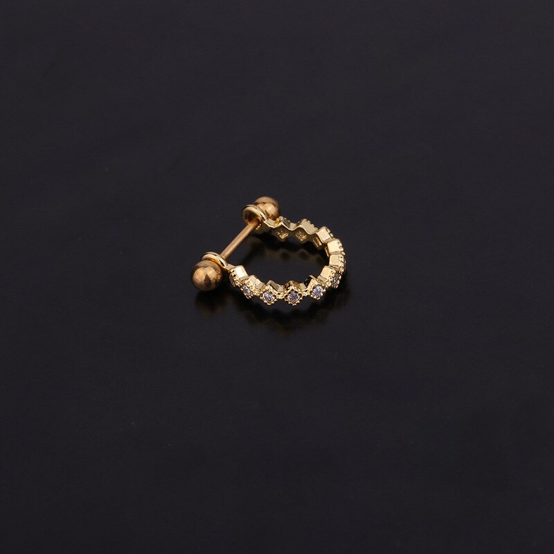 Blad cz kubieke zirkonen stud helix kraakbeen tragus oorbellen sieraden voor vrouwen oor bot kraakbeen piercing oorbellen