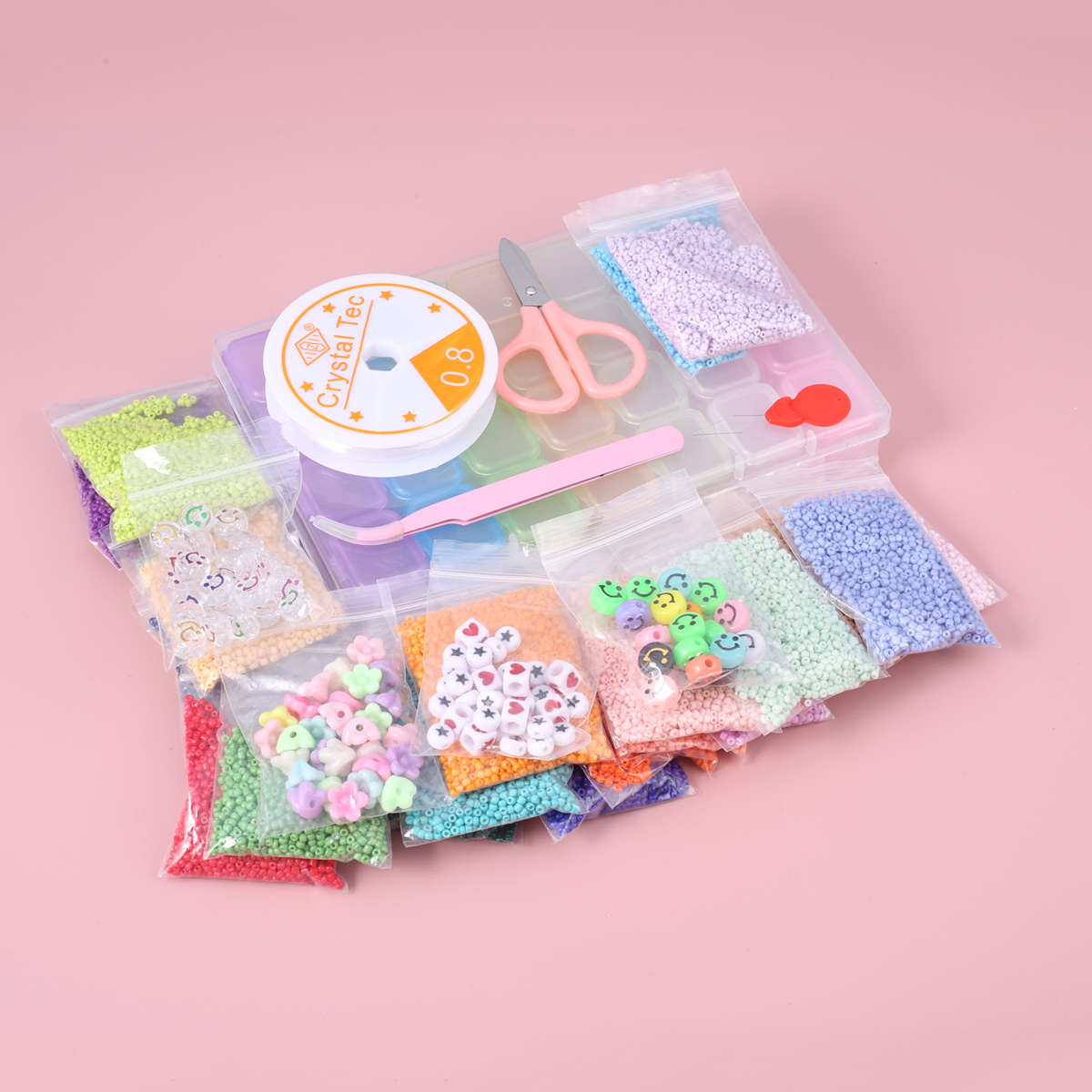 Traje de joyería artesanal hecho a mano, caja de cuentas pequeña de colores mezclados, apto para mujeres y hombres, accesorios de artesanía al por mayor, 2023: Rojo