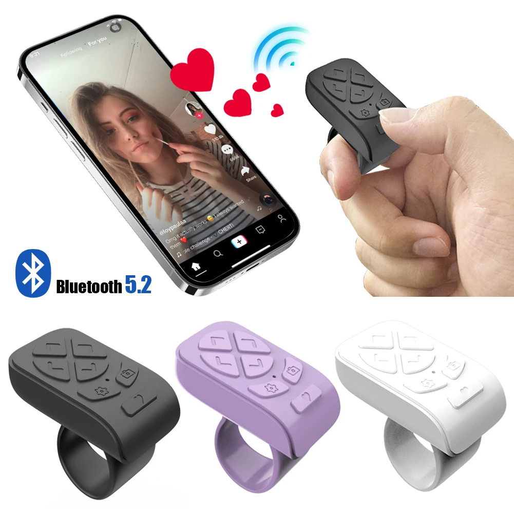 7-knoppen Bluetooth-afstandsbediening Scrollende vingertelefoon Videobediening Selfie Stick Automatische pagina Vingertopcameracontroller