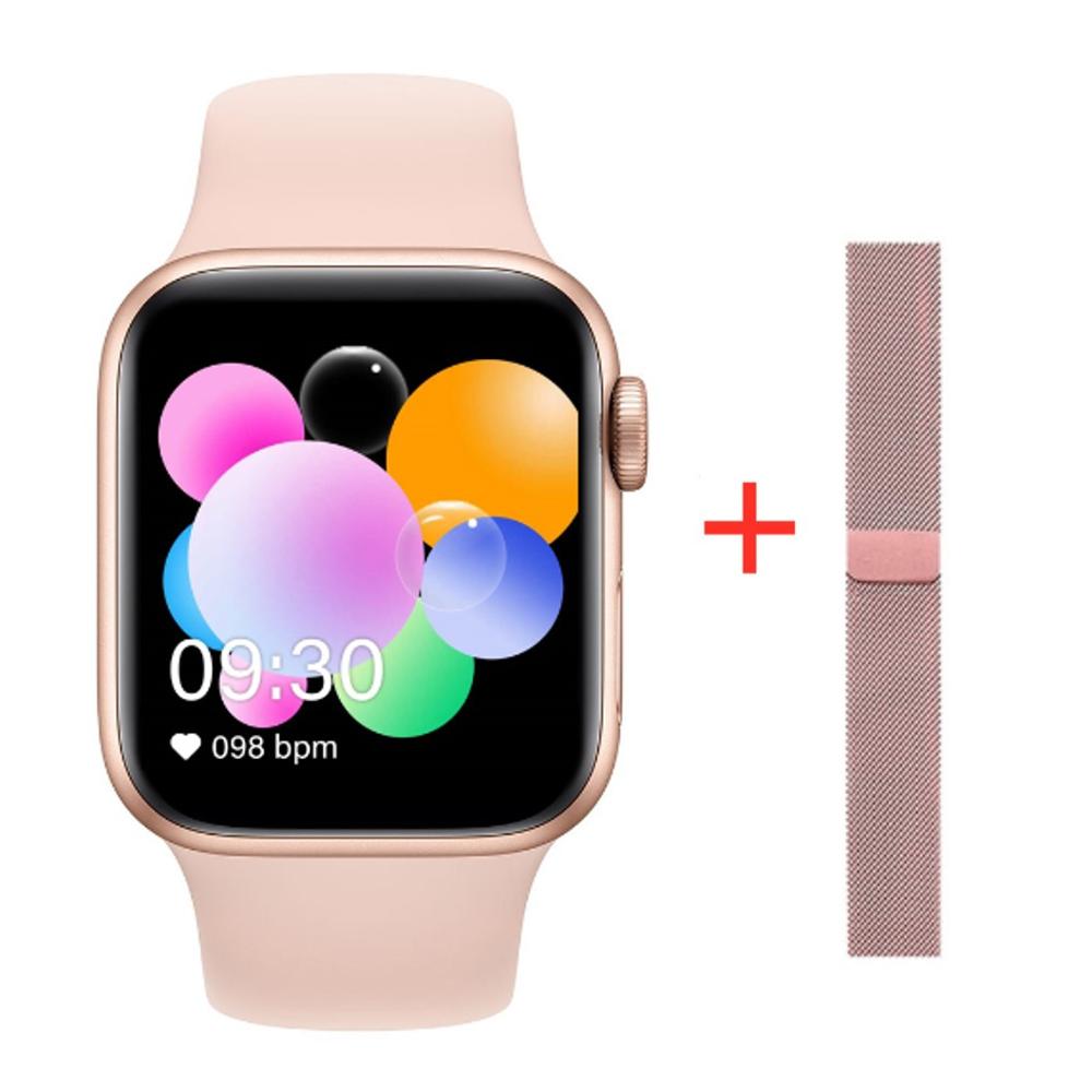 neueste T500 Plus Smart Uhr Herz Rate Monitor Smartwatch Frauen Männer Smart Uhren Stunden für IOS Android Telefon PK w34 T600: pink watch set