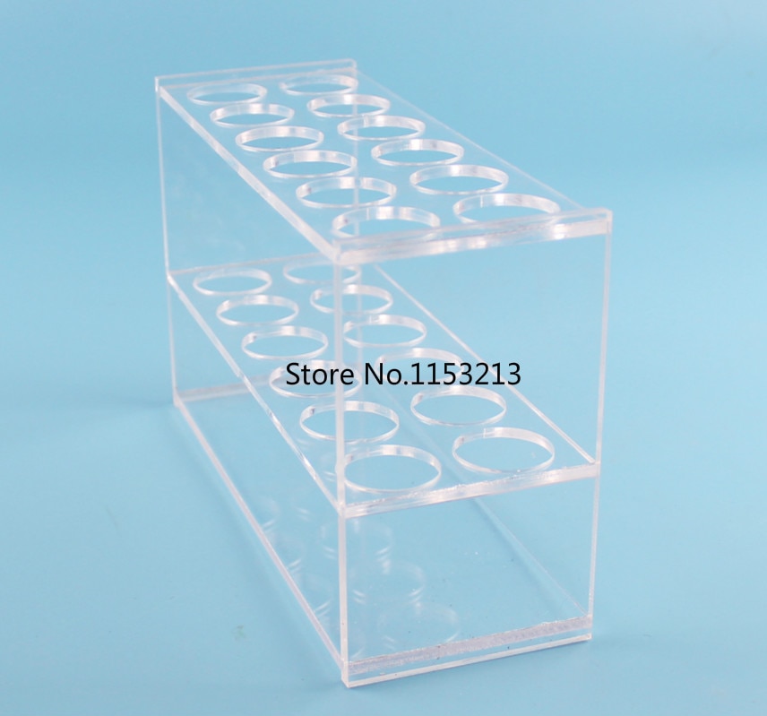 25ml*12-Holes organic glass Colorimetric tube rack 12 vents rectangle transparent Plexiglass Centrifuge test tube rack dia 21mm