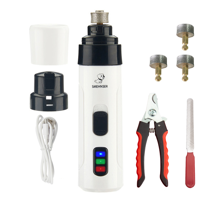 Elektrische wiederaufladbare Hunde-Nagelschleifer, Hunde- und Katzenpfoten, Nagelpflege-Trimmer, Werkzeuge, USB-Aufladung, Haustier-Nagelknipser: Silber