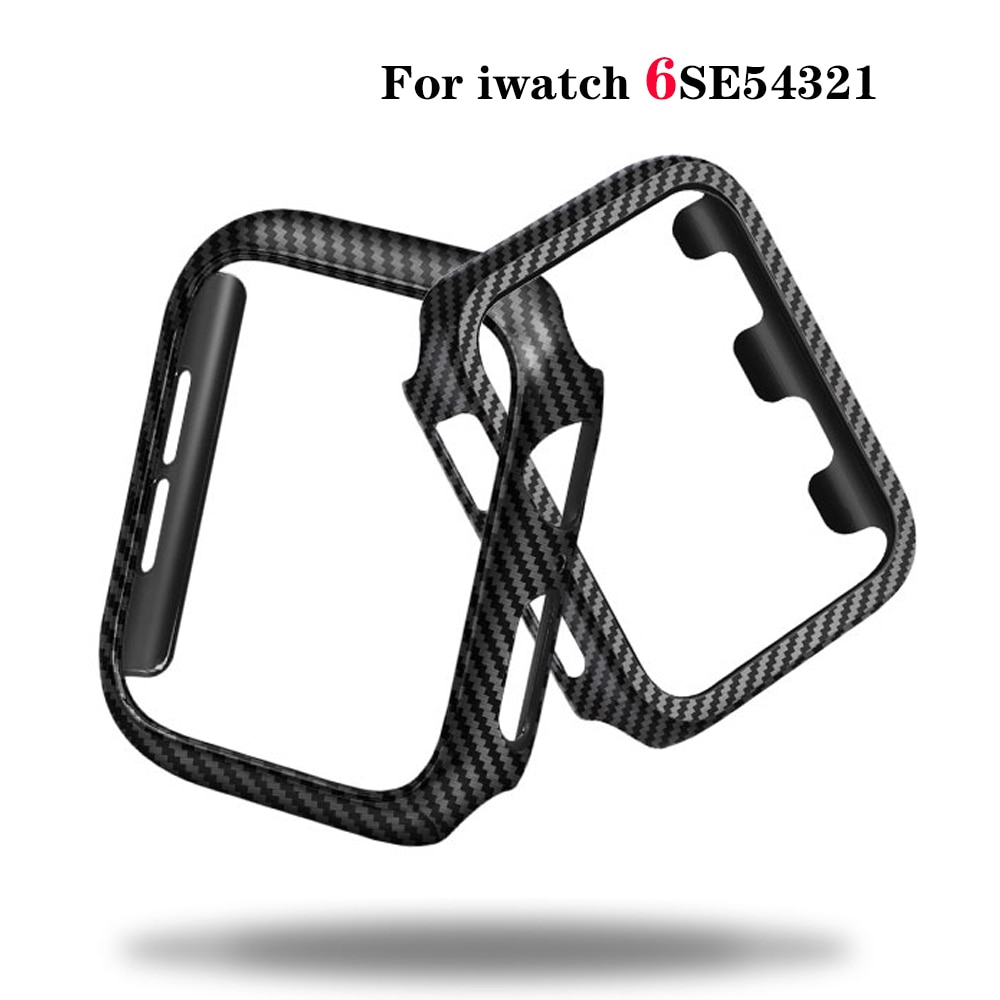 Carbon Fiber Case Voor Apple Horloge 4 5 3 iWatch band 42mm 38mm 44mm 40mm bumper beschermende Ultra Dunne Lijnen shell horlogeband
