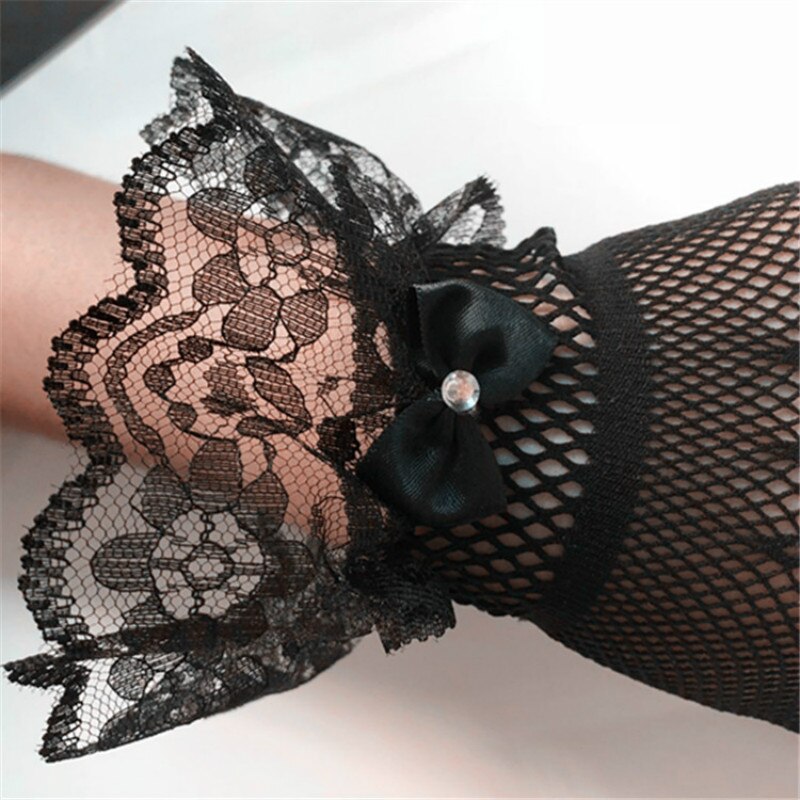 Gants d'été en résille pour femmes, 1 paire de gants de danse, pour écran tactile court, fête de la mariée, demi-doigt, en Tulle