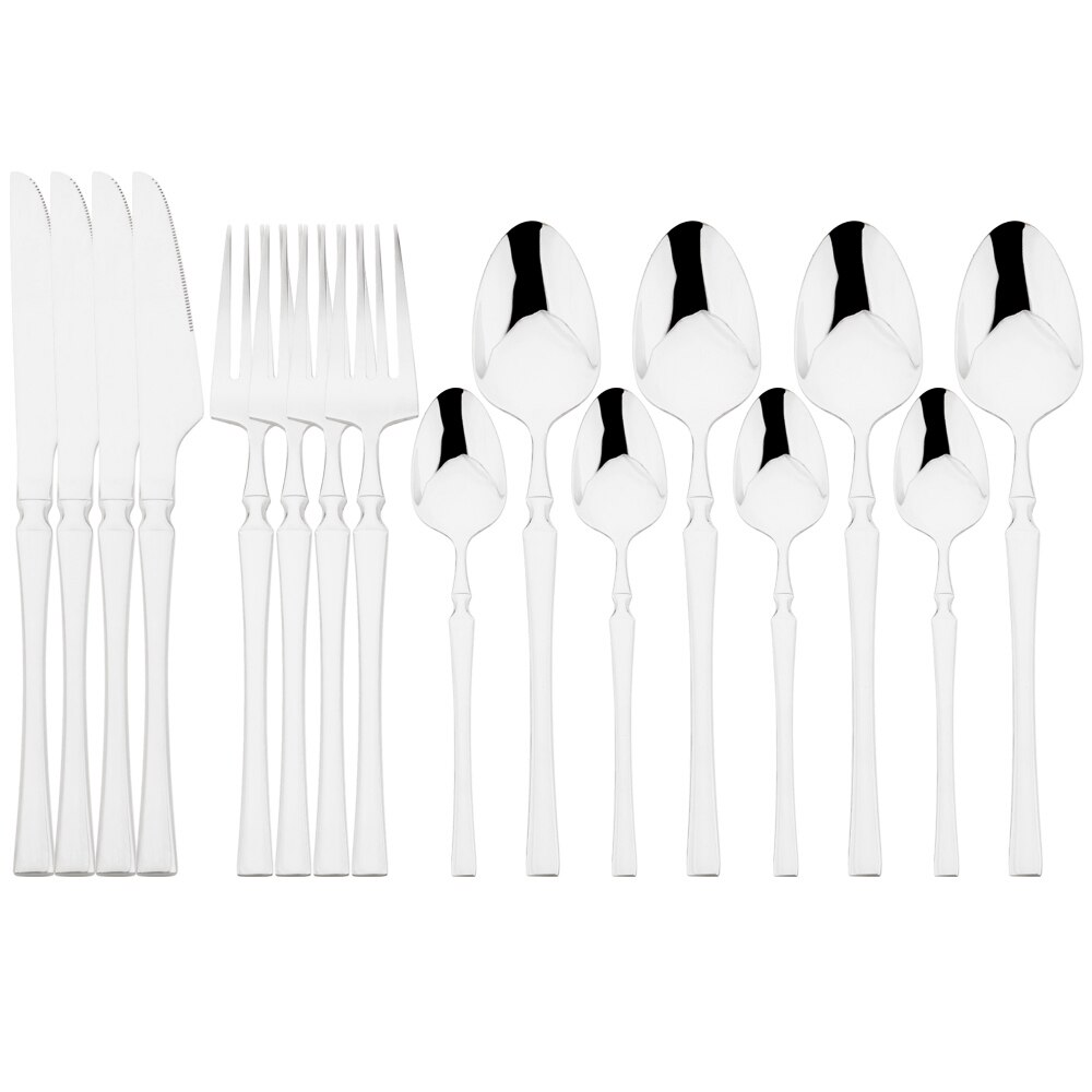 16 -teiliges rosen-essbesteck-set, bestehend aus messer, gabel, kaffeelöffel, edelstahlbesteck und küchenaccessoires im westlichen stil: Silber