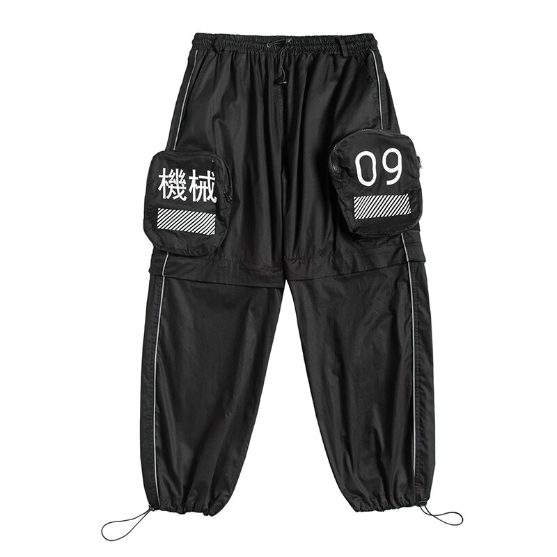 Men Removable Pocket Trouser Legs Velcro High Street Hip Hop Casual Pant Male Streetwear Loose Cargo Pant Joggers Sweatpants