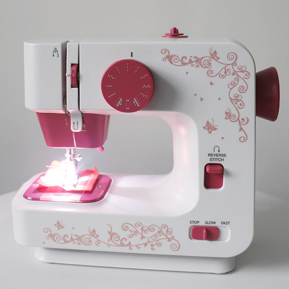 Home Electric Desktop Sewing Machine Household Overlock DIY clothes 2 speed 12 stitches portable Battery/DC adapter Hicello