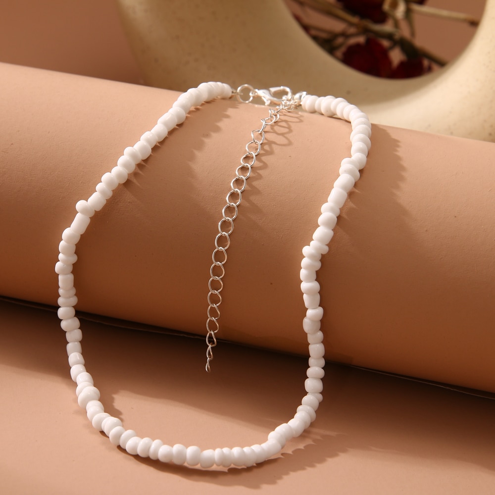 Boheme farverige frø perle blomst choker halskæde erklæring kort krave kraveben kæde halskæde til kvinder smykker