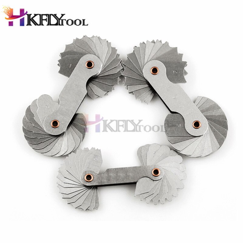 4 st radie mätare rostfritt stål  r1-6.5/r7-14.5/r15-25/r26-80mm konkava konvex båge silver ton mätverktyg