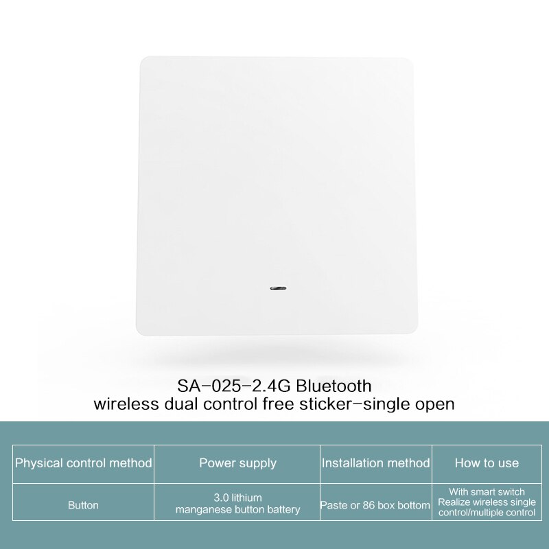 2.4G 1/2/3 Gang Smart Wall Switch Single Live Wire No-Neutral Line Smart Touch Switch Bluetooth Protocol EWeLink APP Control: Wireless 1 open