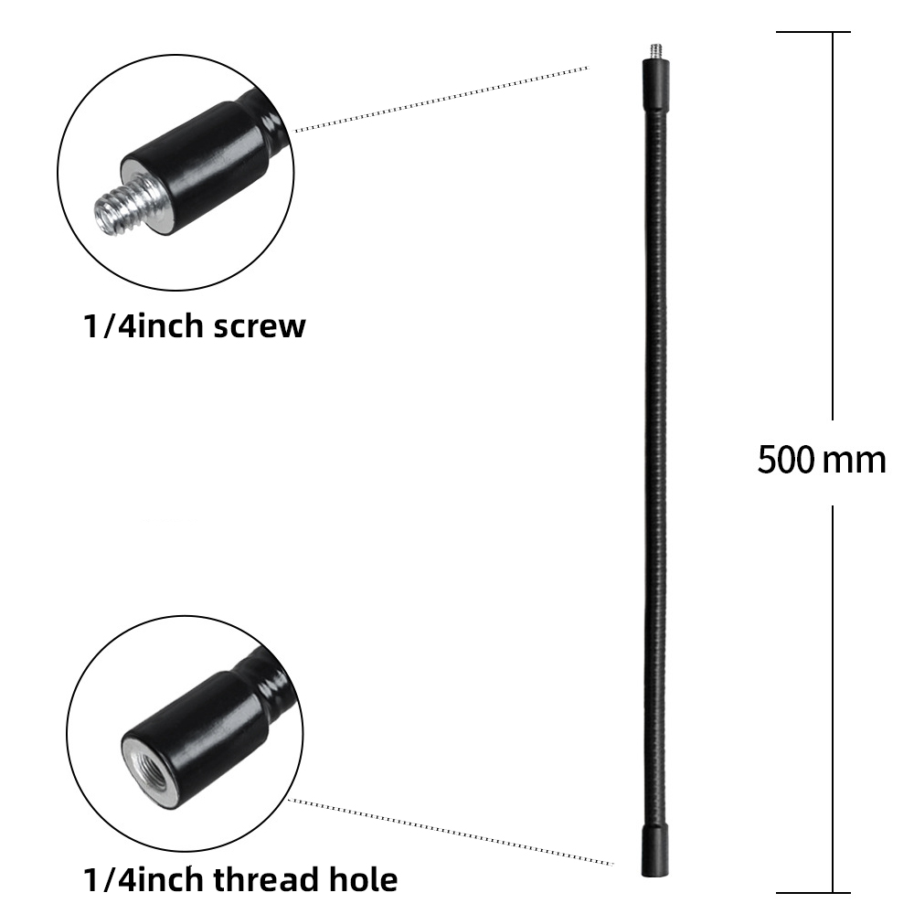 Supports de bâton de Selfie monopode à tige en métal Flexible avec vis de 1/4 pouces/bras d'extension de tête sphérique pour trépied d'appareil photo téléphone portable