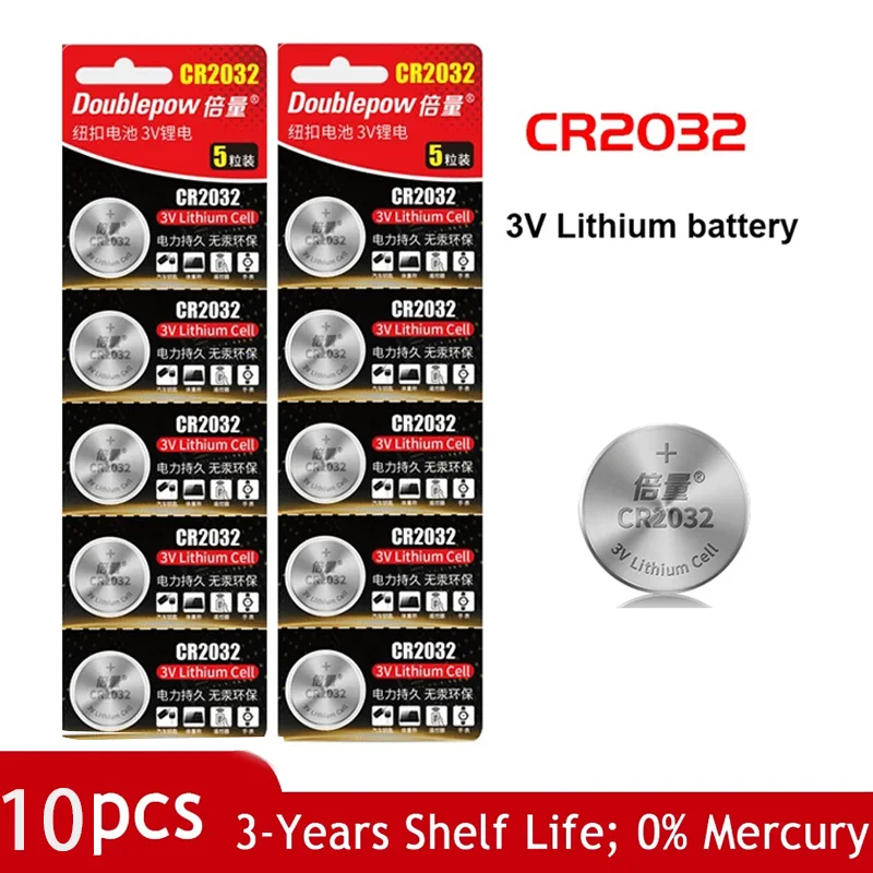 CR2032 Button Battery 3V Lithium Battery for Remote Control Calculator Watch Motherboard Car Key Button Cell Battery