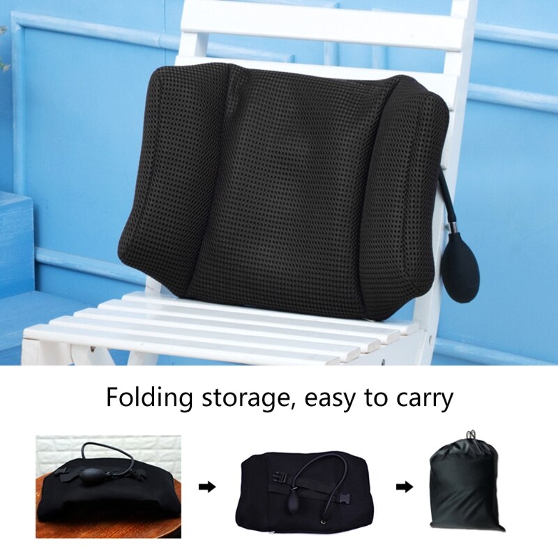 Inflatable Lumbar Pillow Adjustable Back Support Airbag Memory Foam Relieve Back Pain Car Lumbar Support Cushion
